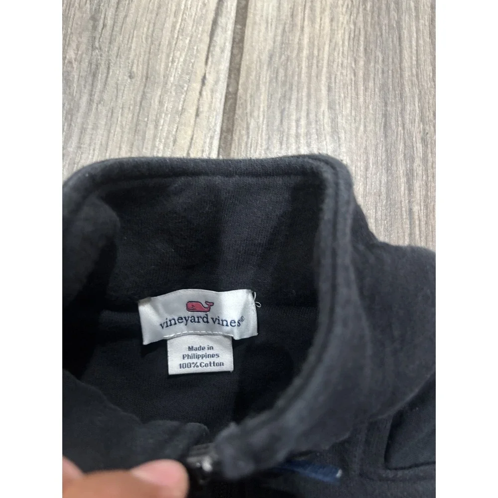 Vineyard Vines Men's Black 1/4 Zip Pullover Sweatshirt Miami Size S 100% Cotton